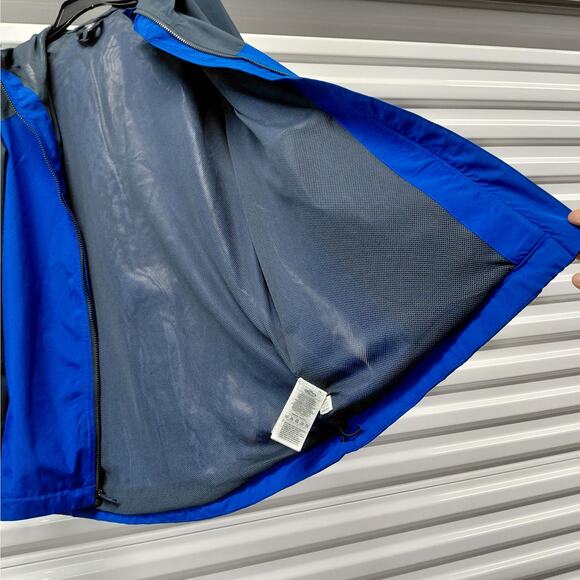 Adidas Terrex Rain.RDY Jacket Mens Medium Blue Hooded Waterproof Windbreaker - Picture 9 of 13